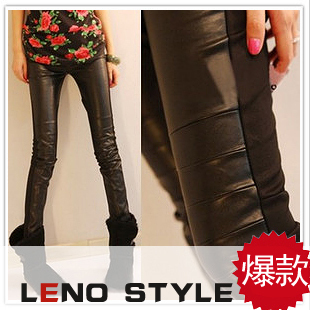 Autumn and winter 2012 autumn new arrival autumn women's black colorant match faux leather pants legging