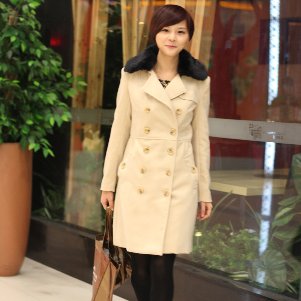 Autumn and winter 2012 fashion double breasted wool slim wool coat outerwear female