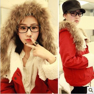 Autumn and winter 2012 thickening overcoat outerwear women's cotton-padded jacket fur collar cotton-padded jacket wadded jacket