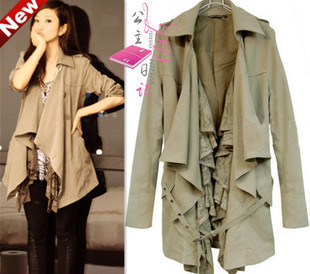 Autumn and winter 2012 women's lace female loose outerwear plus size medium-long casual clothing