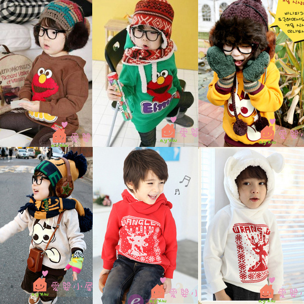 Autumn and winter 2013 children's clothing child baby thickening big berber fleece sweatshirt male female child with a hood