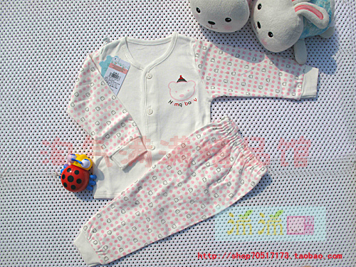 Autumn and winter 22170064 baby infant ecgii peach autumn underwear clothing set Free Shipping