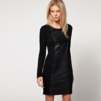 Autumn and winter as a Patchwork Leather Ladies Leather Skirt Dress retro bottoming skirt free shipping