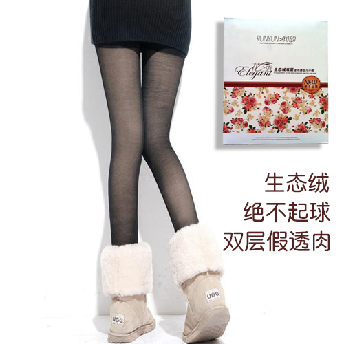 Autumn and winter ball double layer warm pants meat socks pants ankle length trousers socks thickening stockings pantyhose