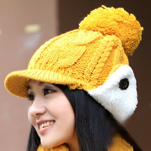 Autumn and winter baseball cap large sphere roll up hem knitted big knitted hat