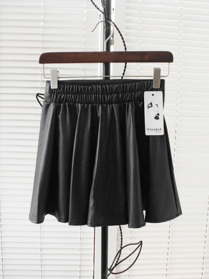 Autumn and winter basic high waist puff skirt expansion bottom sun dress pleated leather skirt female short skirt bust skirt