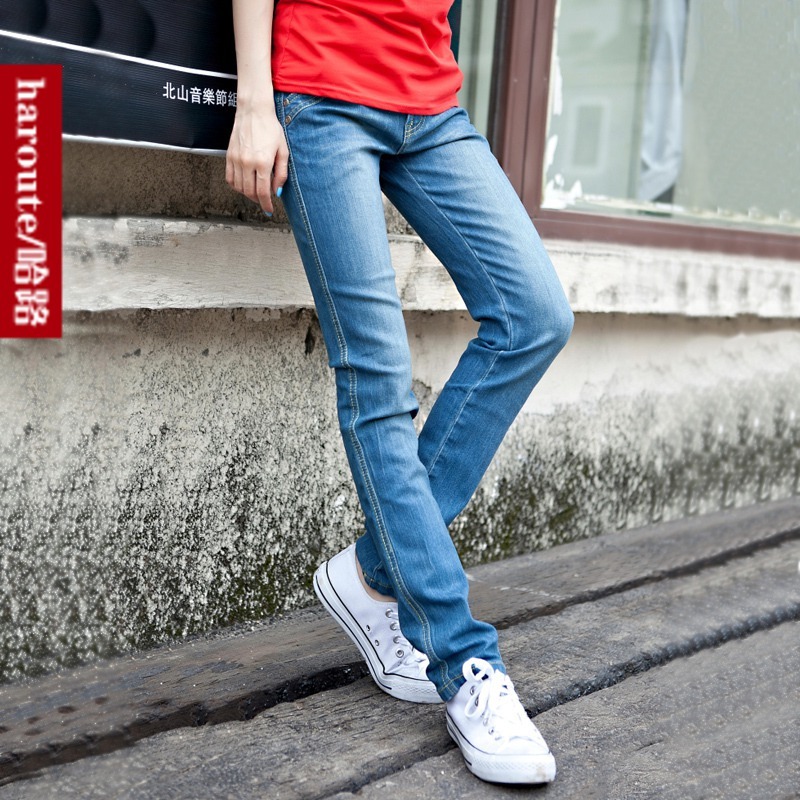 Autumn and winter blue jeans straight long trousers slim casual denim jeans