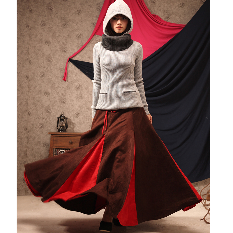 Autumn and winter bust skirt full dress women's autumn faux leather colorant match autumn and winter full dress