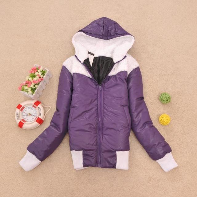 Autumn and winter candy color female wadded jacket casual with a hood zipper jacket cotton-padded jacket all-match sweet 0.55