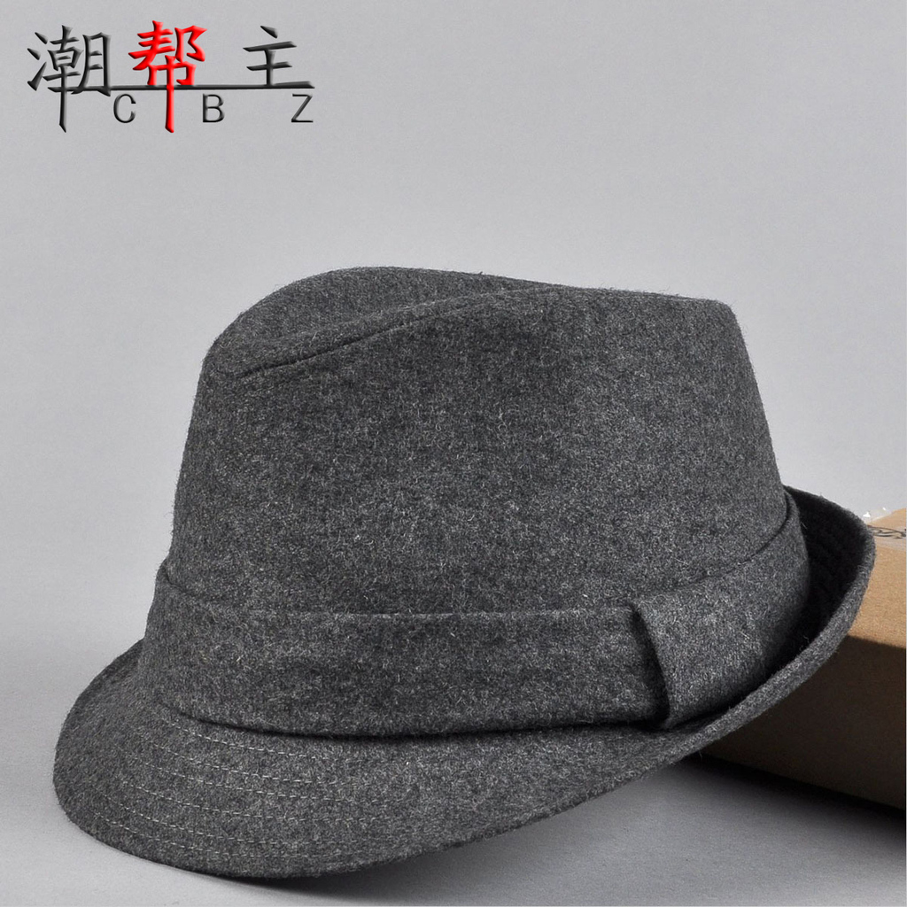 Autumn and winter casual plain male fedoras wool woolen hat british style women's jazz hat