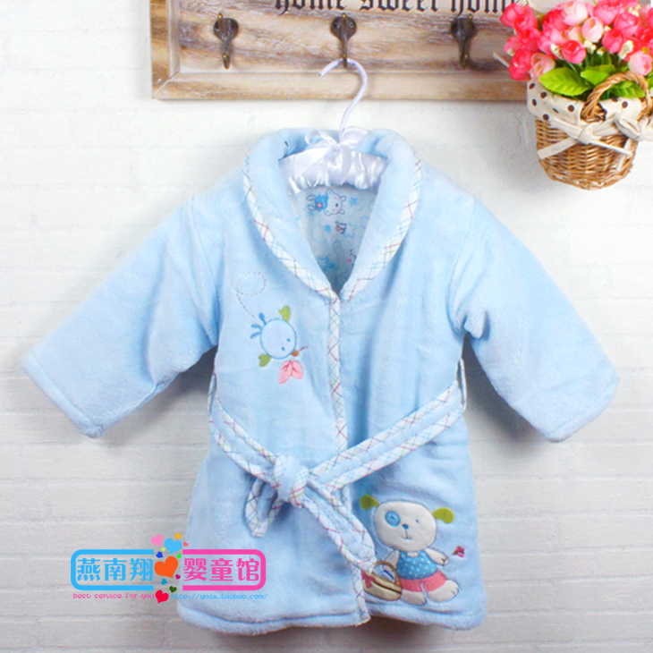 Autumn and winter child sleepwear thickening thermal coral fleece infant robe ae21