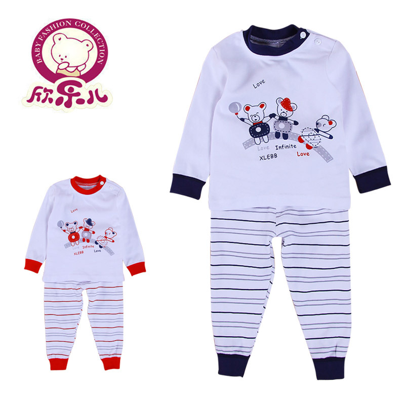Autumn and winter children's clothing baby underwear lounge set 100% cotton baby long johns long johns 2444