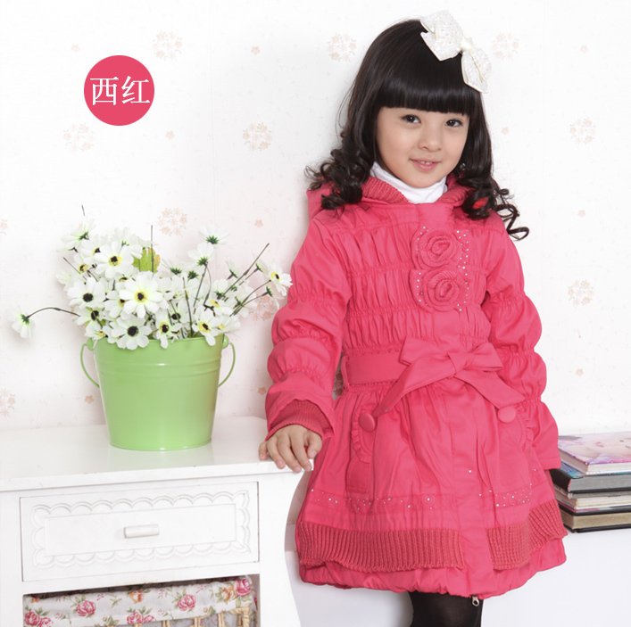 Autumn and winter children's clothing child winter flower long design wadded jacket outerwear cotton trench gold 21132