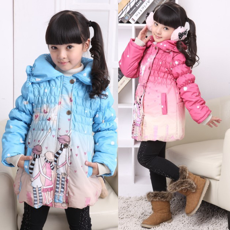 Autumn and winter children's clothing clothes child baby outerwear female child cartoon plus velvet thickening cotton-padded