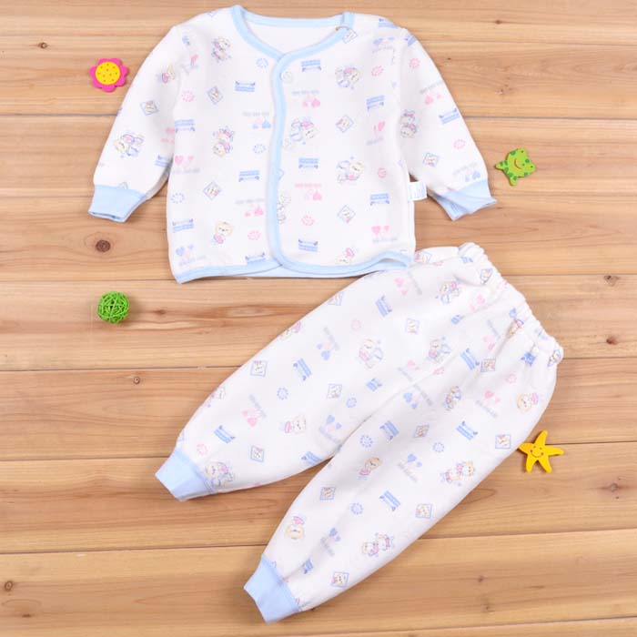 Autumn and winter children's clothing lounge button thermal baby set of underwear and underpants