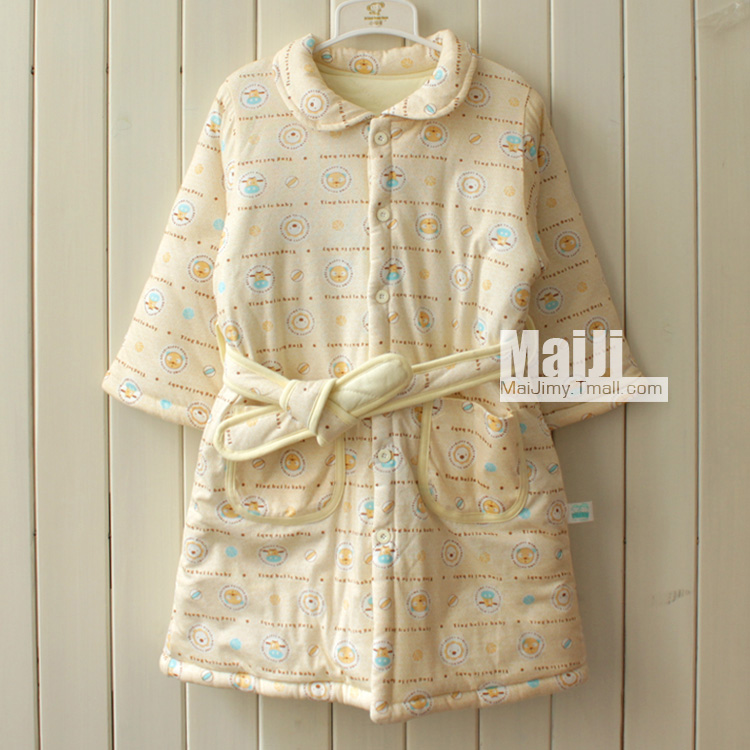 Autumn and winter children's clothing male child female child robe bathrobes long wadded jacket 7866