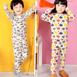 Autumn and winter children's clothing male female child thickening goatswool thermal long johns twinset underwear set tt-602