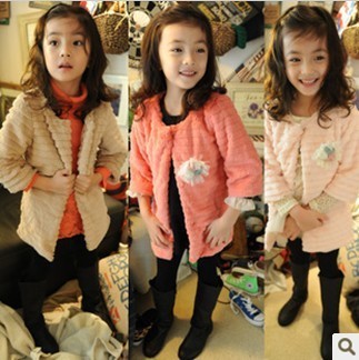 Autumn and winter clothing female child baby 100% cotton long-sleeve woolen overcoat outerwear
