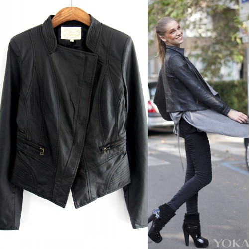 Autumn and winter cool black leather clothing