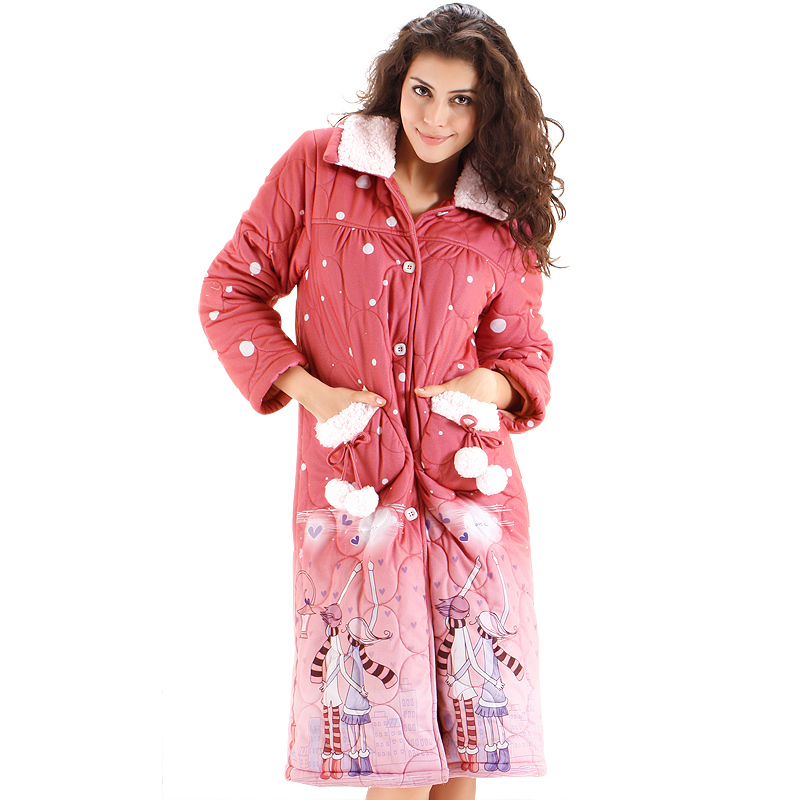 Autumn and winter coral fleece thickening thermal sleepwear lounge sweet robe 0121