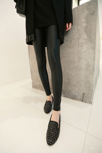 Autumn and winter elastic excellent dull faux leather pants legging