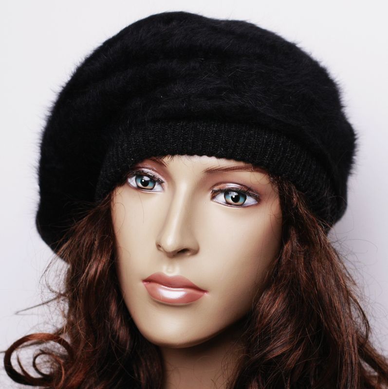 Autumn and winter elegant ol women's lamb wool rabbit fur double new technology winter elastic painter cap female hat
