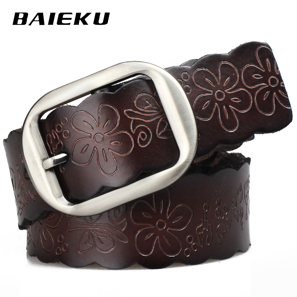 Autumn and winter embossed pin buckle casual genuine leather women's belt genuine leather strap women's strap