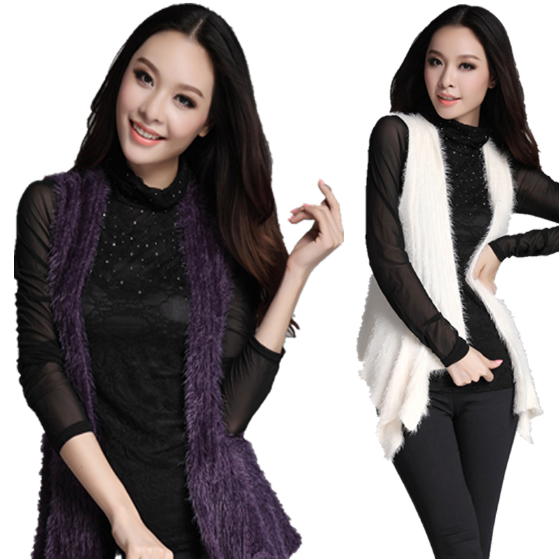 Autumn and winter fashion all-match berber fleece coat medium-long small vest female 8y058