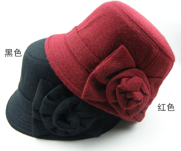 Autumn and winter fashion cap dome fedoras women's hat woolen net colored bow fedoras
