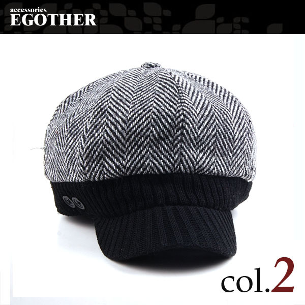 Autumn and winter fashion chevron short woolen hat brim double buckles hexagonal cap octagonal cap