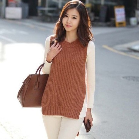 Autumn and winter fashion elegant gentlewomen irregular sleeveless knitted yarn vest female