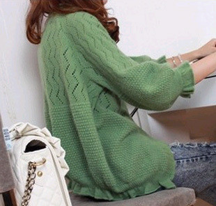 Autumn and winter fashion loose cardigan outerwear cutout sweater lantern sleeve cape female