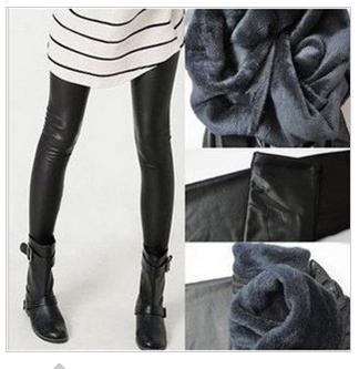 Autumn and winter fashion matt faux leather legging single tier goatswool thickening plus size ankle length trousers legging