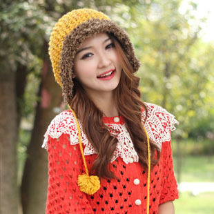 Autumn and winter fashion mianduanrong muffler scarf hat dual thickening strap ear protector cap knitted hat