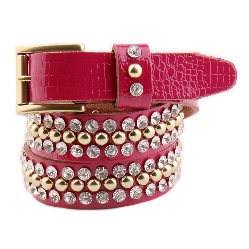 Autumn and winter fashion rivet rhinestone women's belt genuine leather luxury a personalized decoration strap all-match belt