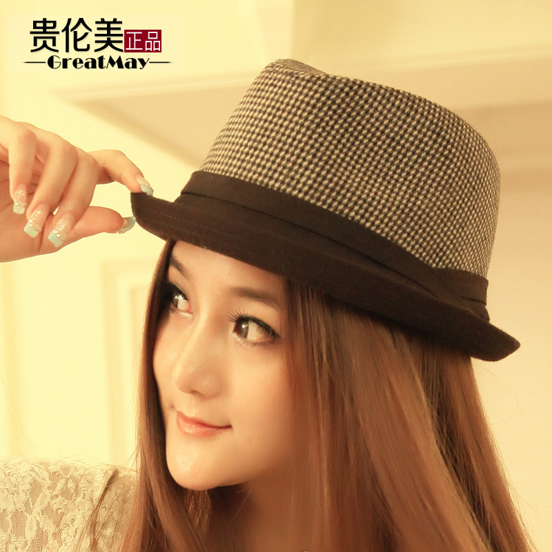 Autumn and winter fashion roll up hem small fedoras male women's casual woolen jazz hat