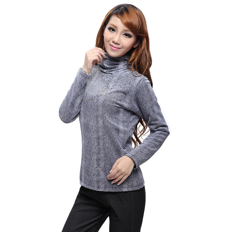 Autumn and winter fashion thermal underwear women's plus velvet paillette turtleneck long-sleeve thick thermal clothing