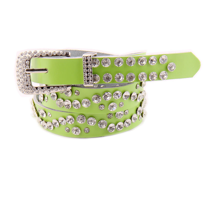 Autumn and winter fashion thin belt decoration women's diamond strap candy color rhinestone women's belt genuine leather