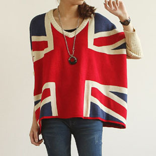 Autumn and winter fashion torx flag loose batwing sleeve pullover sweater women's thickening sweater outerwear plus size