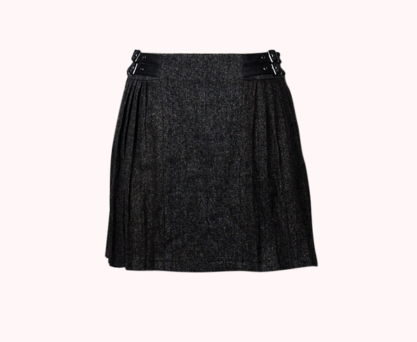 Autumn and winter fashion uo women's leather buckle on pleated half-length short skirt