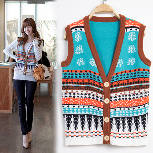 Autumn and winter fashion v-neck short sleeve T-shirt vest sweater