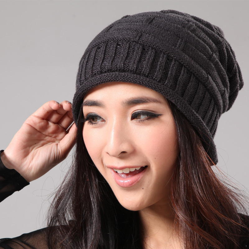 Autumn and winter fashion women's pullover knitted exquisite plaid none cap knitted hat