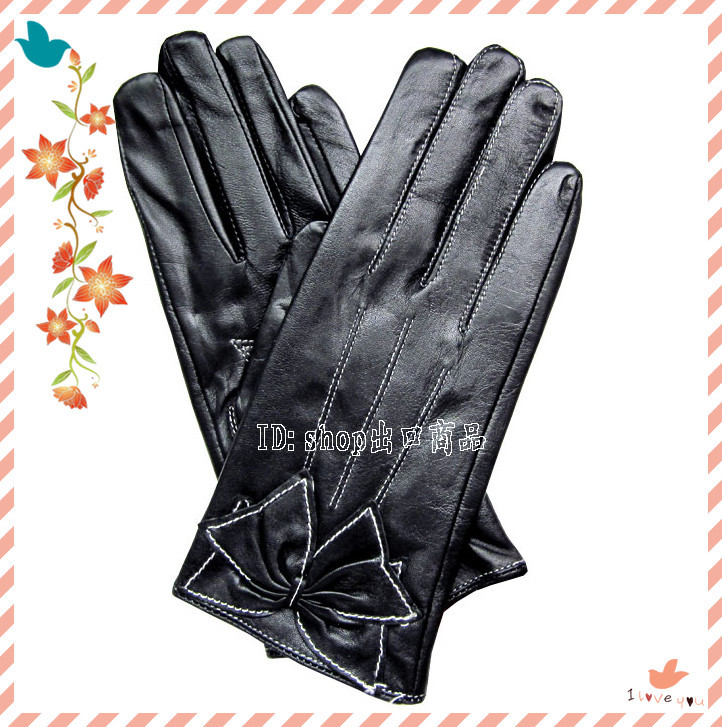 Autumn and winter fashion women's short design quality suede genuine leather gloves