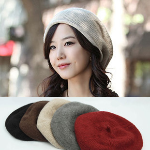 Autumn and winter fashion women's solid color knitted hat painter cap