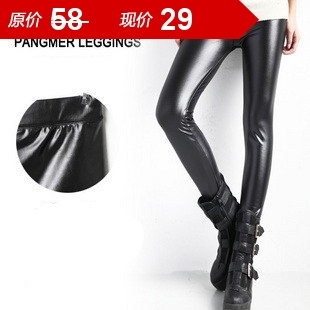 Autumn and winter faux leather legging elastic lederhosen female matt plus size faux leather pants