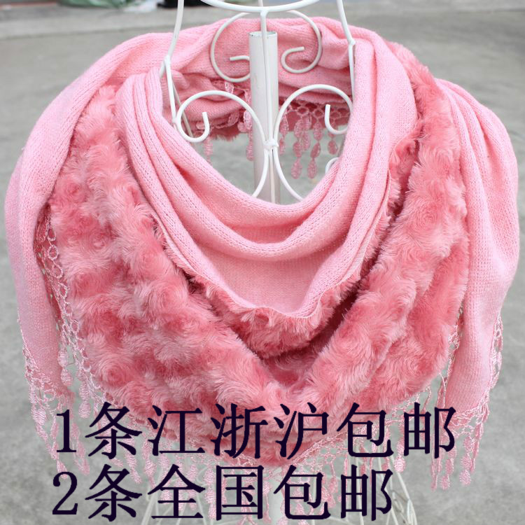 Autumn and winter female all-match lace bib yarn thermal cape scarf tassel muffler scarf 0135