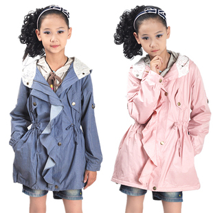 Autumn and winter female child child trench outerwear casual all-match children's clothing child pure