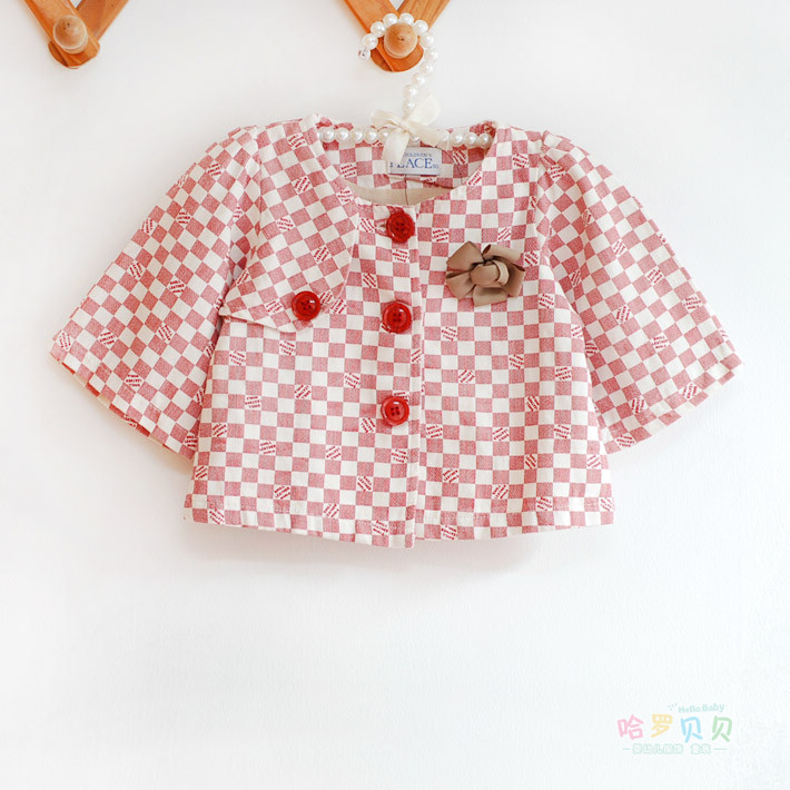Autumn and winter female child clothes plaid outerwear trench jacket mantissas