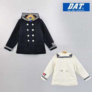 Autumn and winter female child wadded jacket outerwear navy style child thickening cotton-padded jacket sailor suit