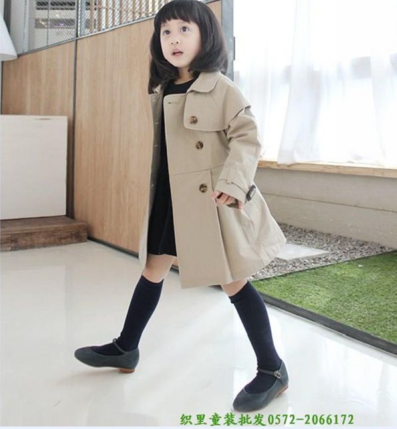 Autumn and winter female children's child autumn clothing trench